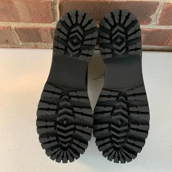 Steve Madden Bam Black Leather Lace Block Heel Combat Boots women's US size 6.5 - Picture 7 of 10